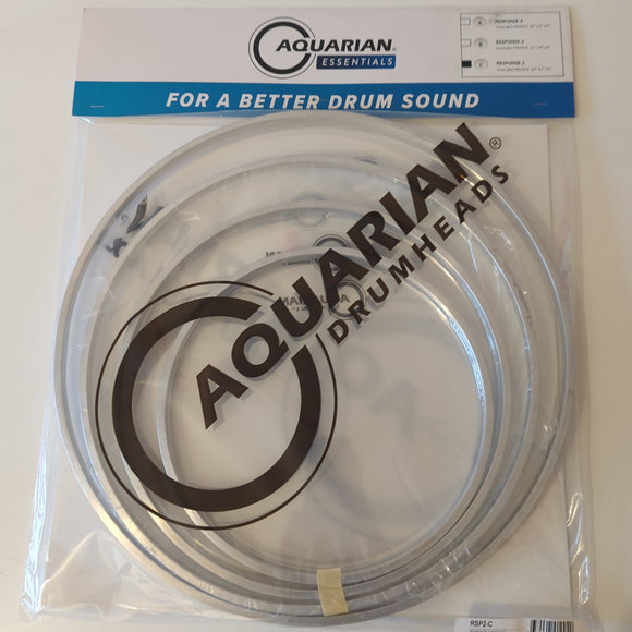 Aquarian Response 2 Clear RSP2-C drum head pack toms plus snare head 10,12,14,16.
