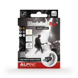 ALPINE Pro Black MusicSafe Ear Plugs EARPROB - Musicians Earplugs with Strap, Case and 3 Filters