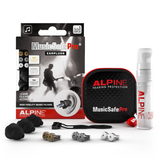 ALPINE Pro Black MusicSafe Ear Plugs EARPROB - Musicians Earplugs with Strap, Case and 3 Filters