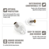 ALPINE Pro Black MusicSafe Ear Plugs EARPROB - Musicians Earplugs with Strap, Case and 3 Filters