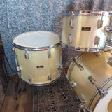 Vintage Pearl Wood Fiberglass drums - 22,12,13,18 Shell Pack in White Silk wrap
