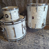 Vintage 60s/70s Premier Drum Kit in White Pearl - setup lefty