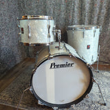 Vintage 60s/70s Premier Drum Kit in White Pearl - setup lefty