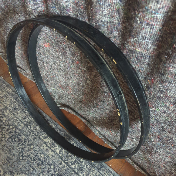 Pair of Used Black Painted Wood Bass Drum Hoops