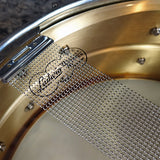 Ludwig Used Brass Black White Badge 14x5.5" Snare Drum LM304