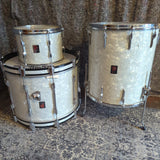 Vintage 60s/70s Premier Drum Kit in White Pearl - setup lefty