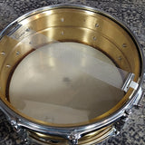 Ludwig Used Brass Black White Badge 14x5.5" Snare Drum LM304