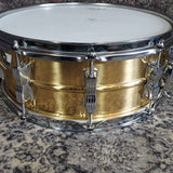 Ludwig Used Brass Black White Badge 14x5.5" Snare Drum LM304