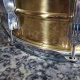 Ludwig Used Brass Black White Badge 14x5.5" Snare Drum LM304