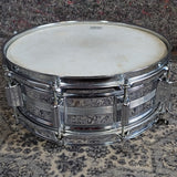 Used Rogers Script Badge Dynasonic Brass 14"x5.5" Snare Drum 1970s