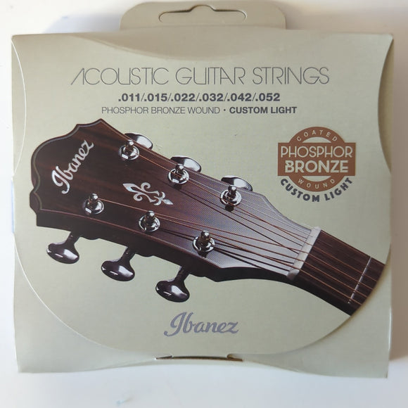 Ibanez Acoustic Guitar Strings: 6 String, Custom Light Phosphor Bronze IACSP62C (new)