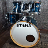 Used Tama Rockstar Drum Kit Shell Pack 22,10,12,14 Blue Lacquer