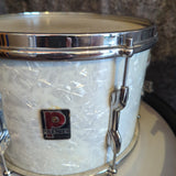 Vintage 60s/70s Premier Drum Kit in White Pearl - setup lefty