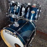 Used Tama Rockstar Drum Kit Shell Pack 22,10,12,14 Blue Lacquer