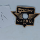 Drum Badges - UK brands- Premier, Carlton Dallas, New Sound, Ajax B&H, Olympic, Hayman