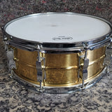 Ludwig Used Brass Black White Badge 14x5.5" Snare Drum LM304