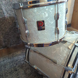 Vintage 60s/70s Premier Drum Kit in White Pearl - setup lefty