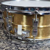 Ludwig Used Brass Black White Badge 14x5.5" Snare Drum LM304